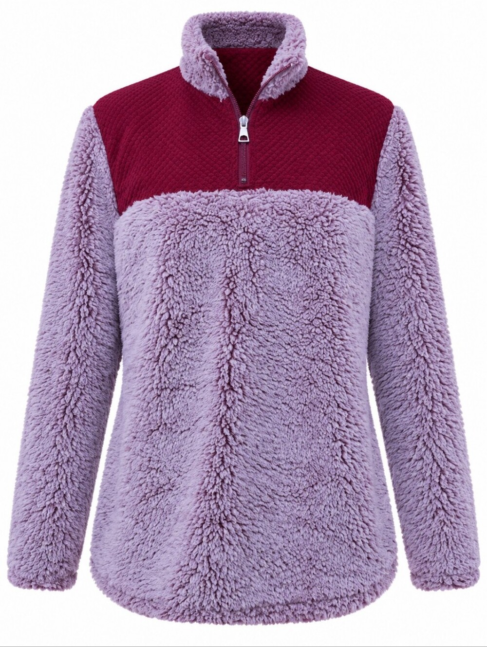 Athletic Works Ladies Sherpa Quilted 1/4 zip Pullover Sweater Top, sz 12/14